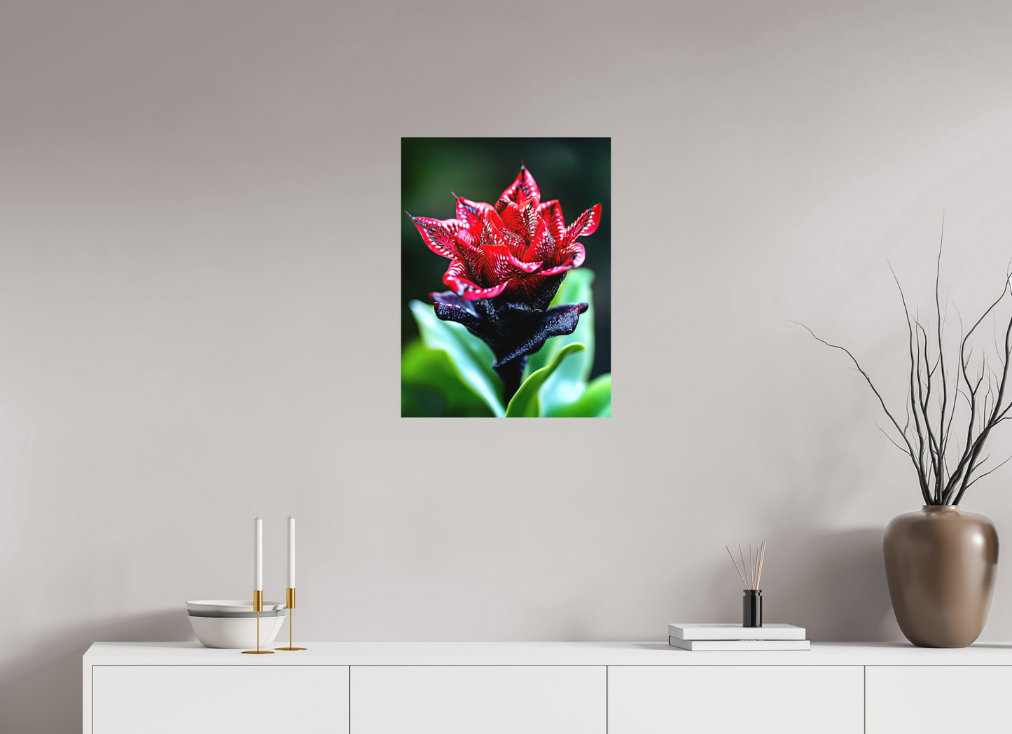 18 x 24″, Photo Print on Aluminum Backing Red Zebra Flower