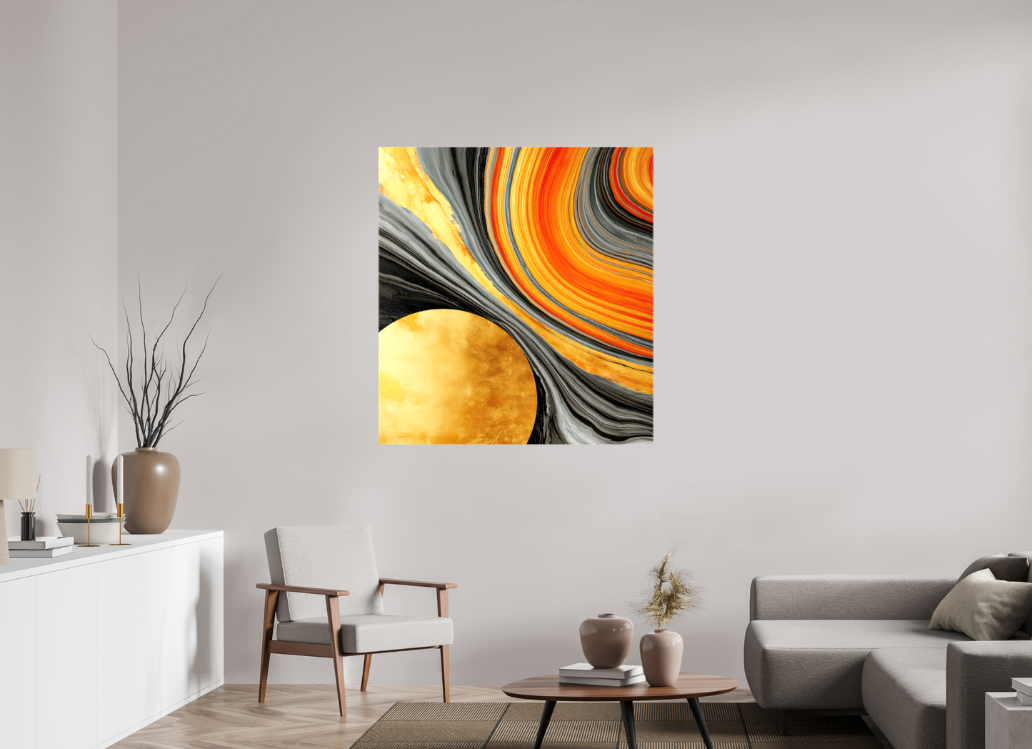 43 x 46.5″, Glossy Canvas Abstract Gold Geode