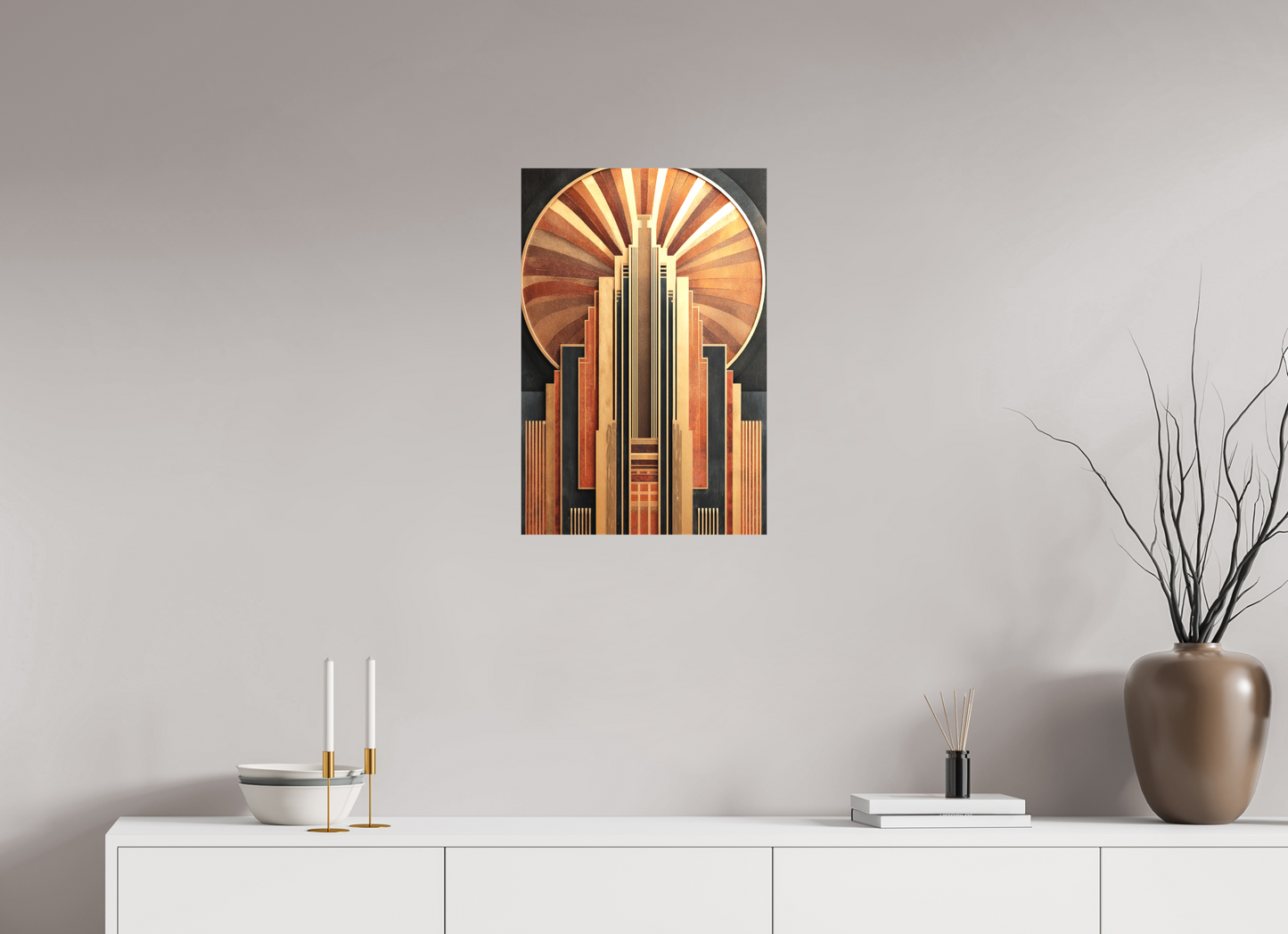 16 x 24″, Textile on Canvas Art Deco City 1