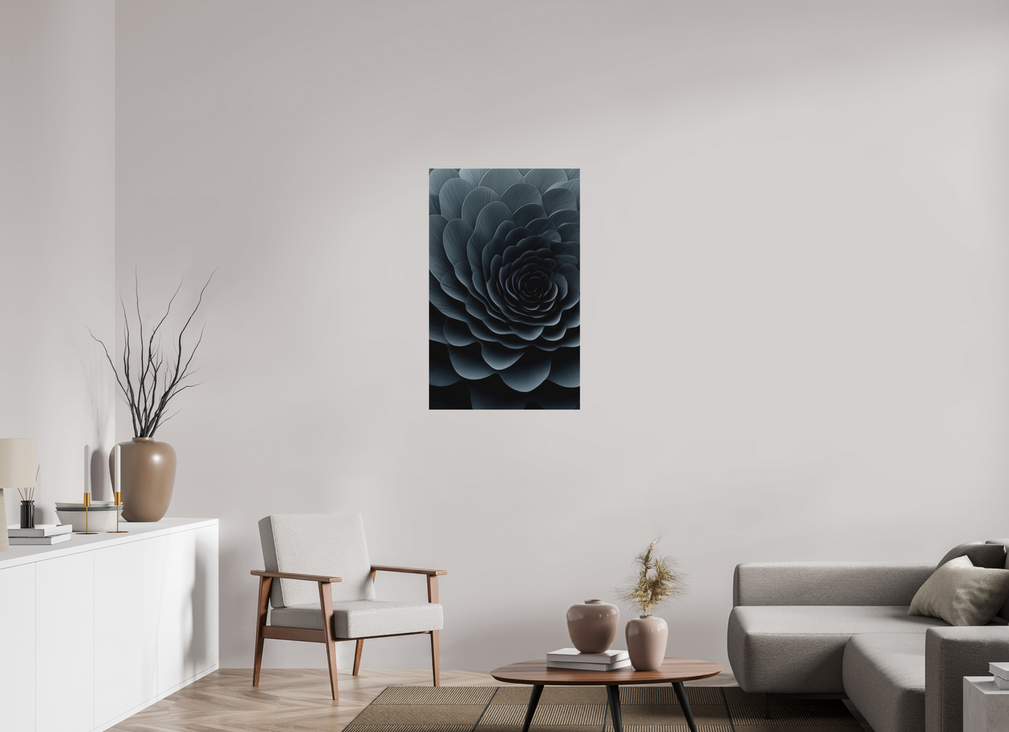 24 x 38.5″, Textile on Canvas Dark Flower