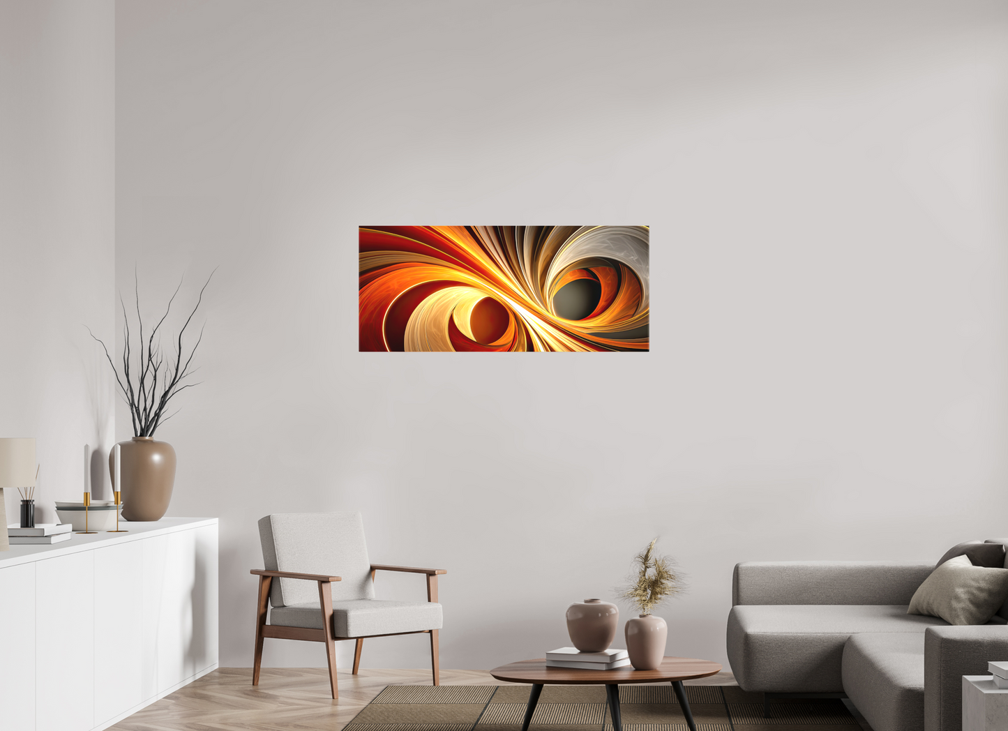 46.5 x 20″, Textile on Canvas Wacky Swirl