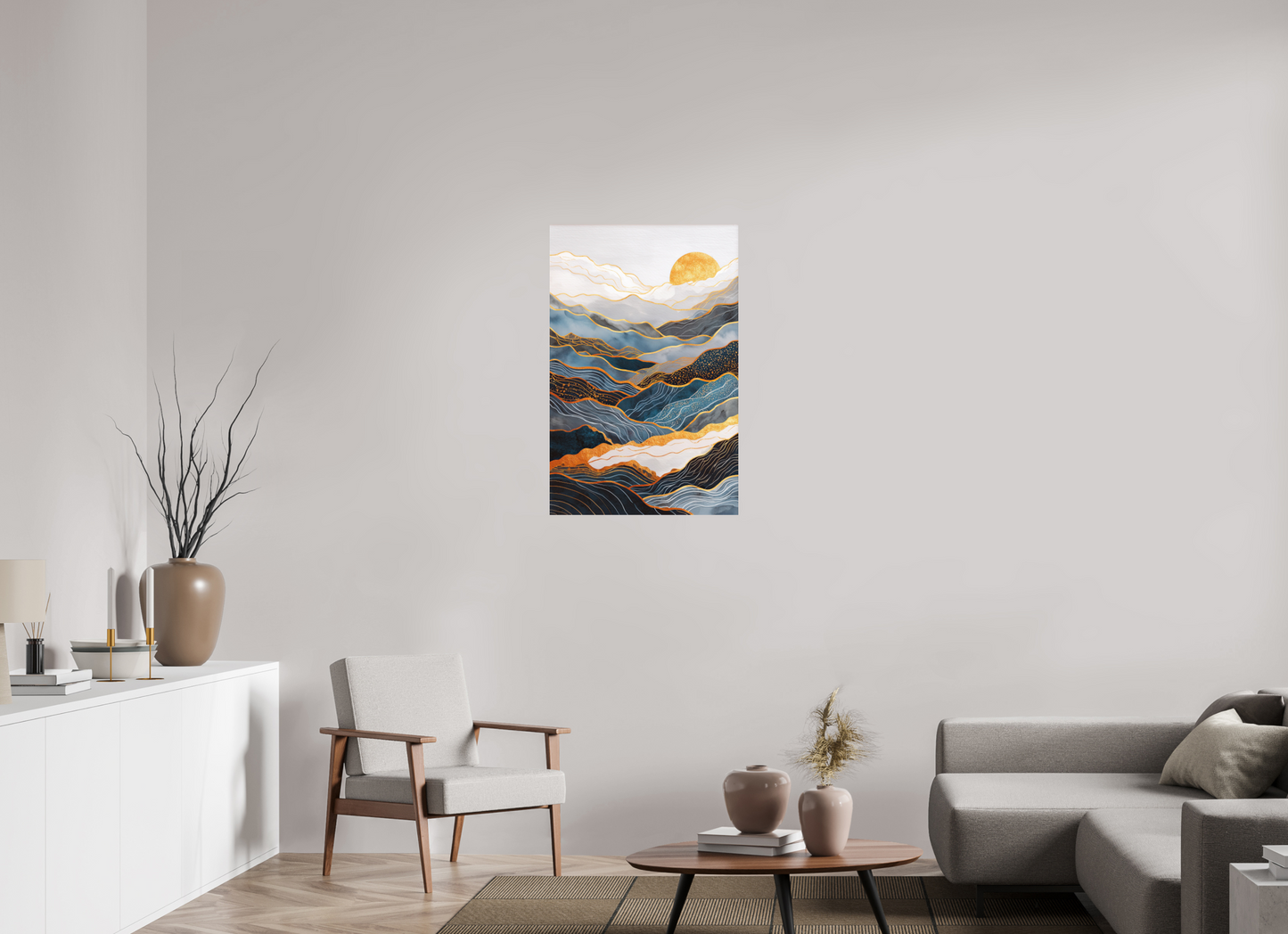 24 x 37″, Photo Print on Aluminum Backing Abstract Art Deco Mountains