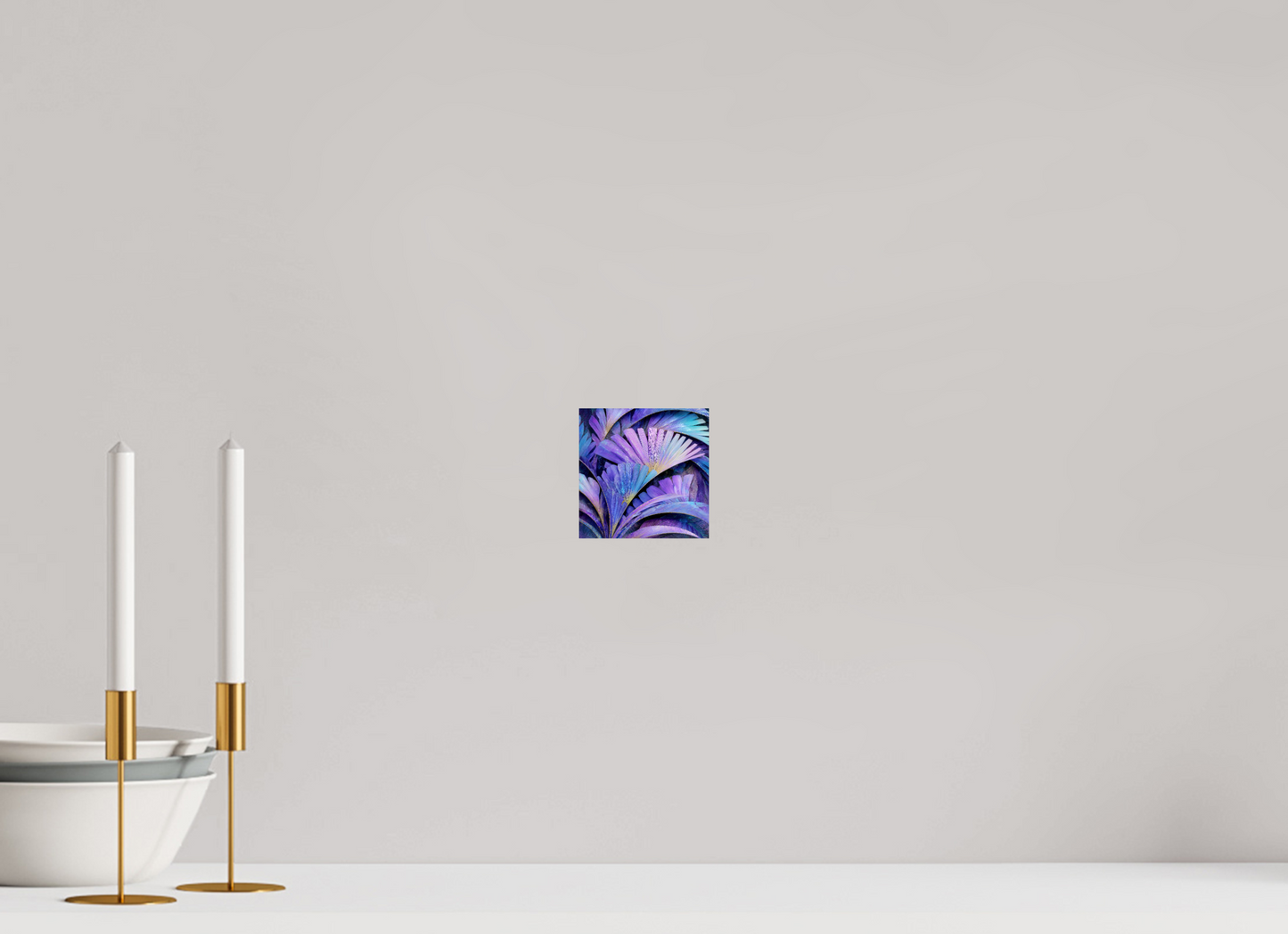 4 x 4″, Fine Art Print On Aluminum Dibond Art Deco Purple Flowers