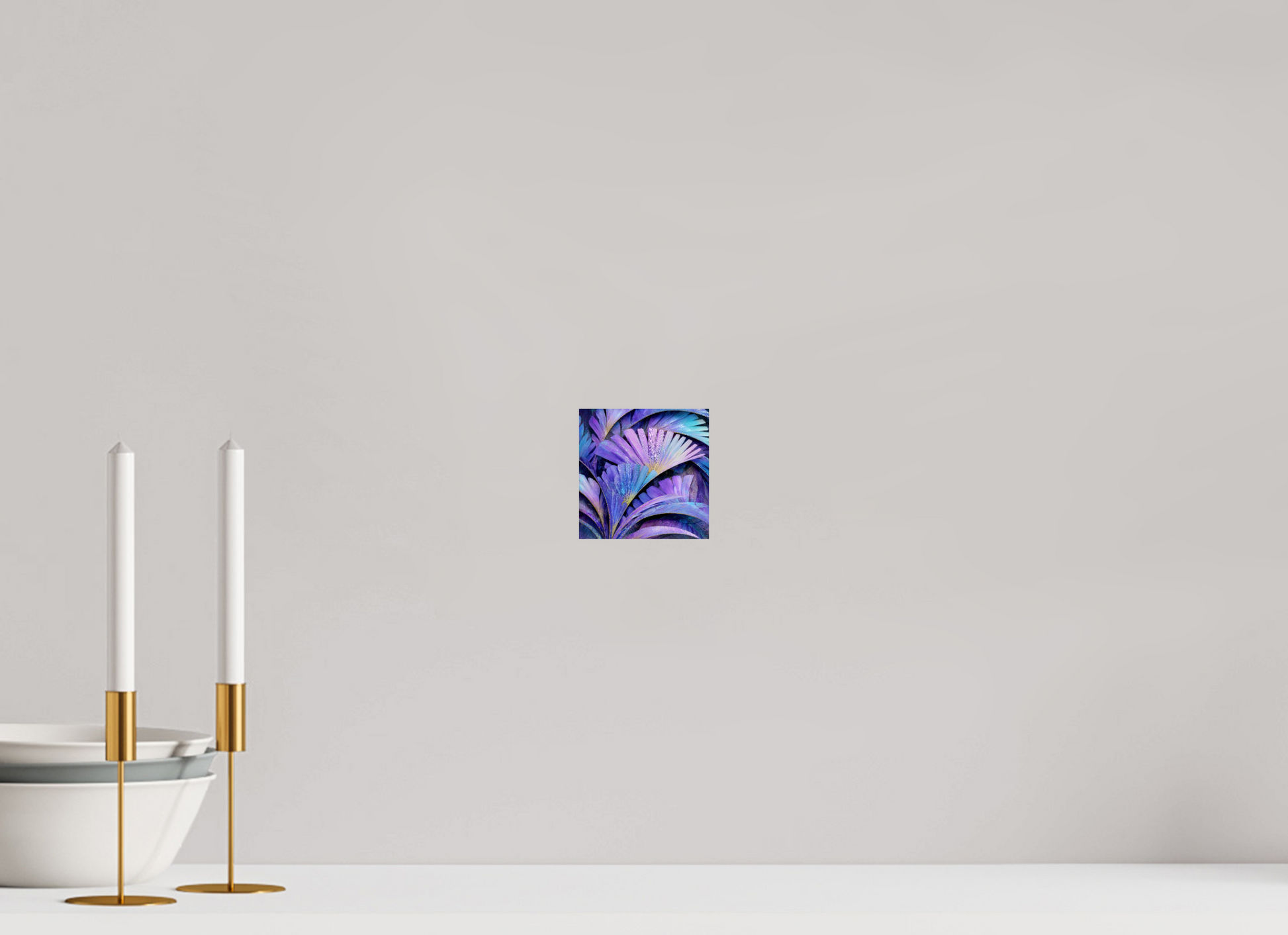 4 x 4″, Fine Art Print On Aluminum Dibond Art Deco Purple Flowers
