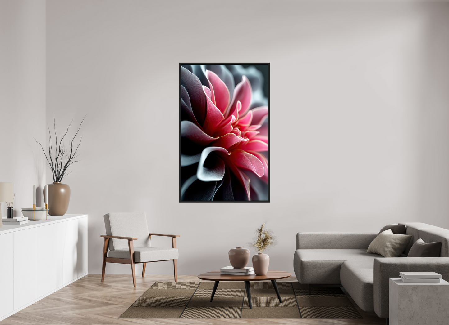 40 x 62.6″, Fine Art Print on Aluminum Dibond with Boarder Pink Flower