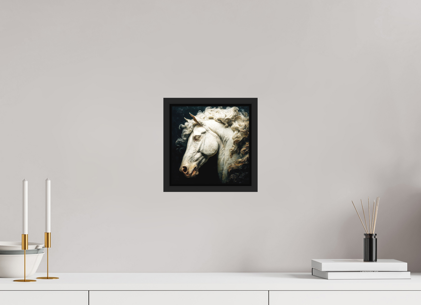 8 x 8″, Photo Print on Aluminum Backing with boarder Pale Horse
