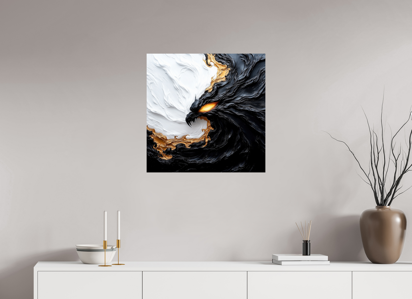 25 x 25″, Fine Art Print On Aluminum Dibond Yin Yang Bird