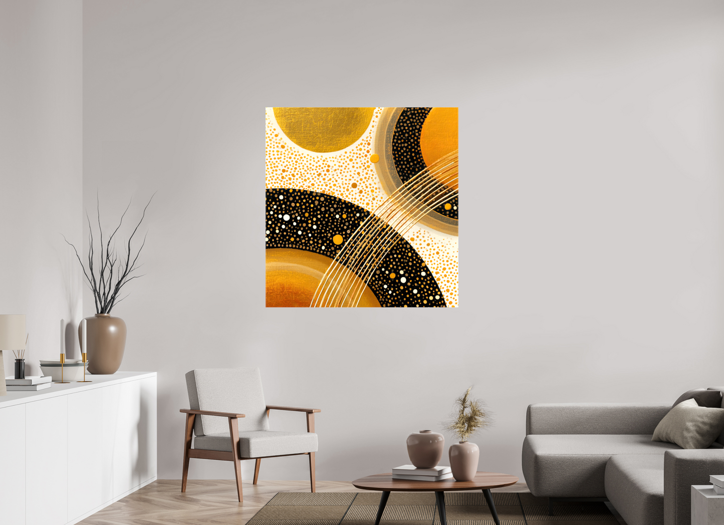 43 x 44.6″, Glossy Canvas Gold Embryo