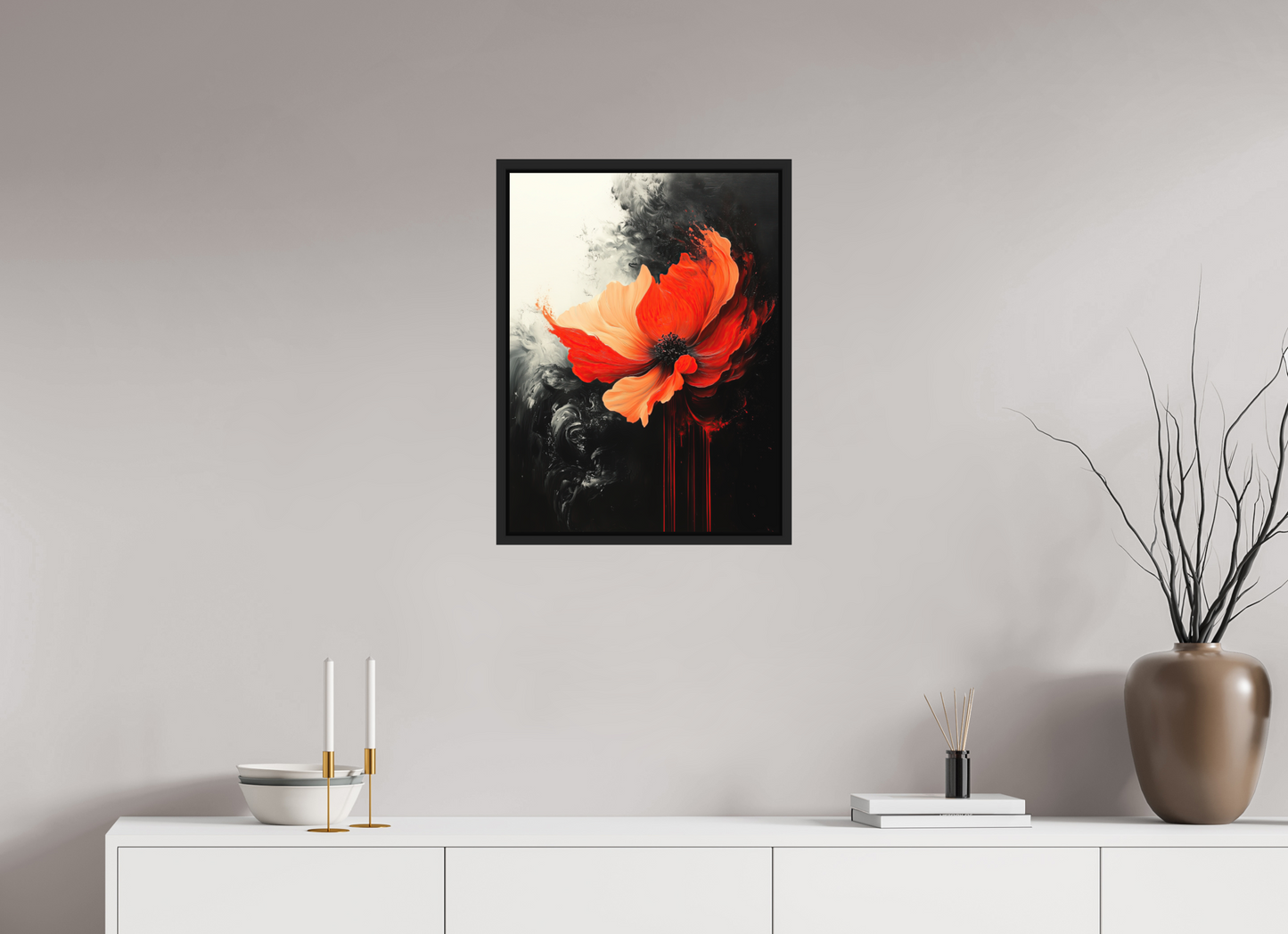 18 x 24″, Photo Print on Aluminum Backing with boarder Red Flower