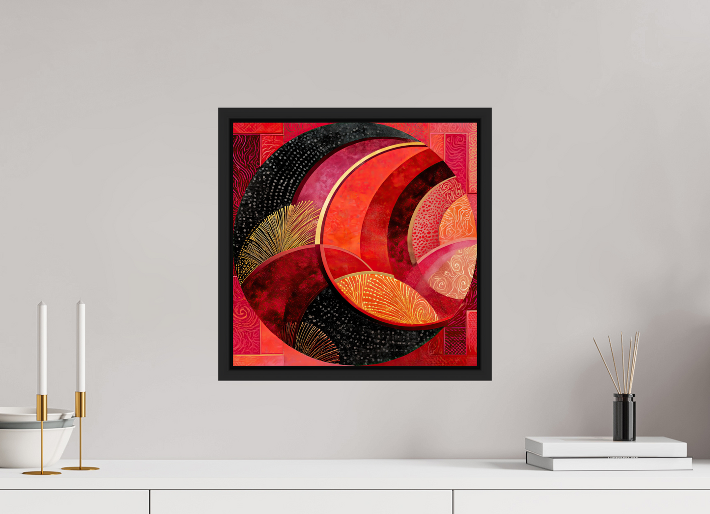 15 x 15″, Fine Art Print on Aluminum Dibond with Boarder Art Deco Circle