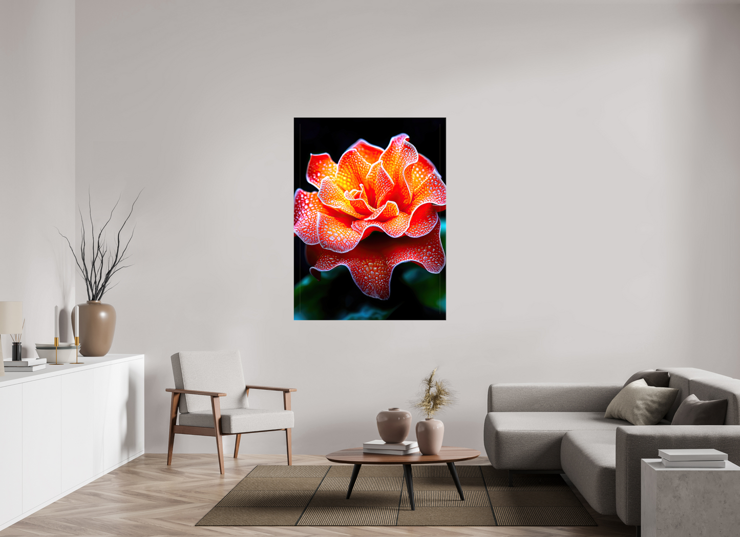 42 x 56″, Glossy Canvas Orange Flower