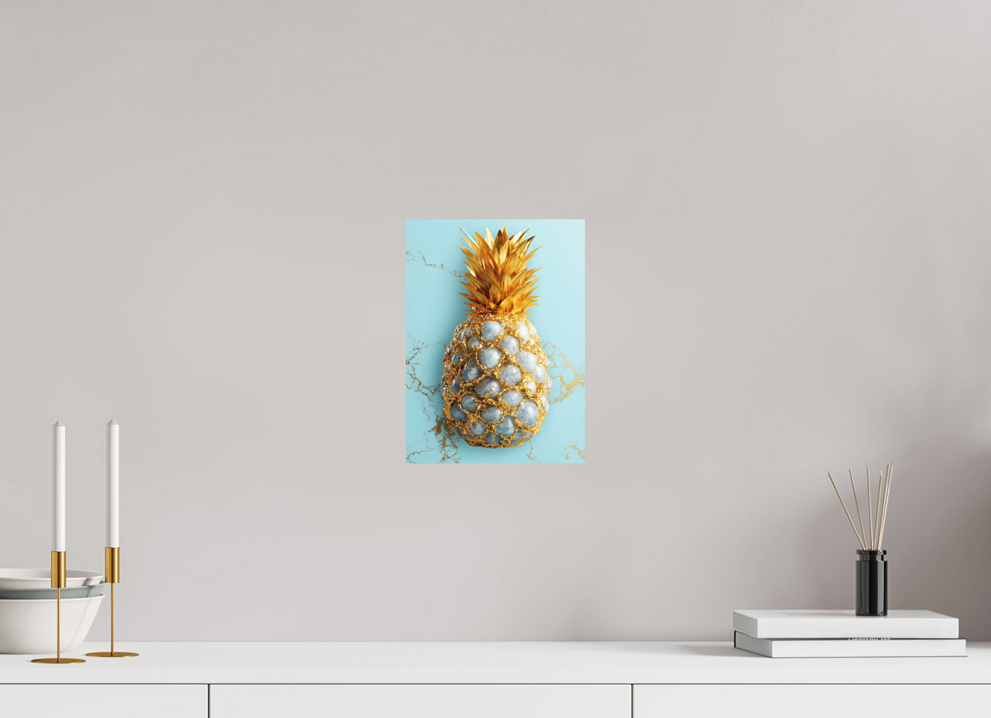 8 x 10.9″, Photo Print on Aluminum Backing Gold Pineapple