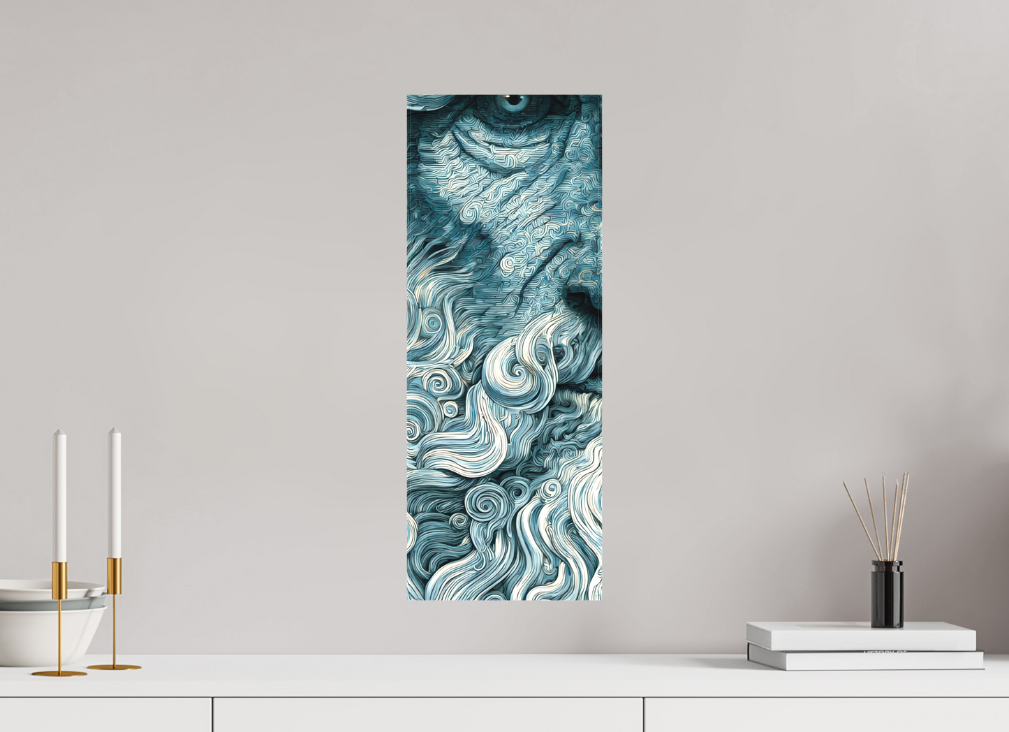 8 x 21.2″, Textile on Canvas Philosopher