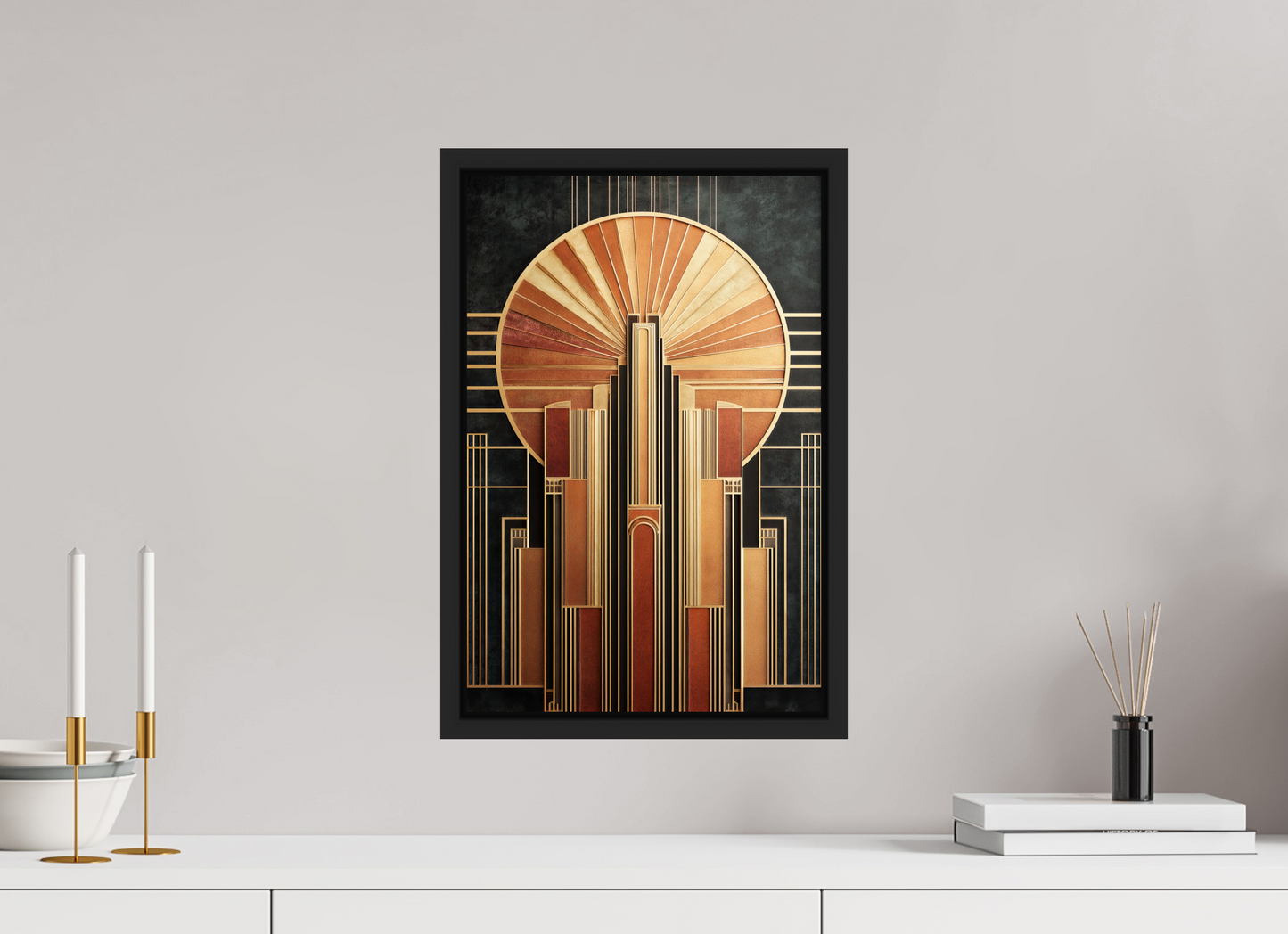 12 x 18.2″, Fine Art Print on Aluminum Dibond with Boarder Art Deco City 2