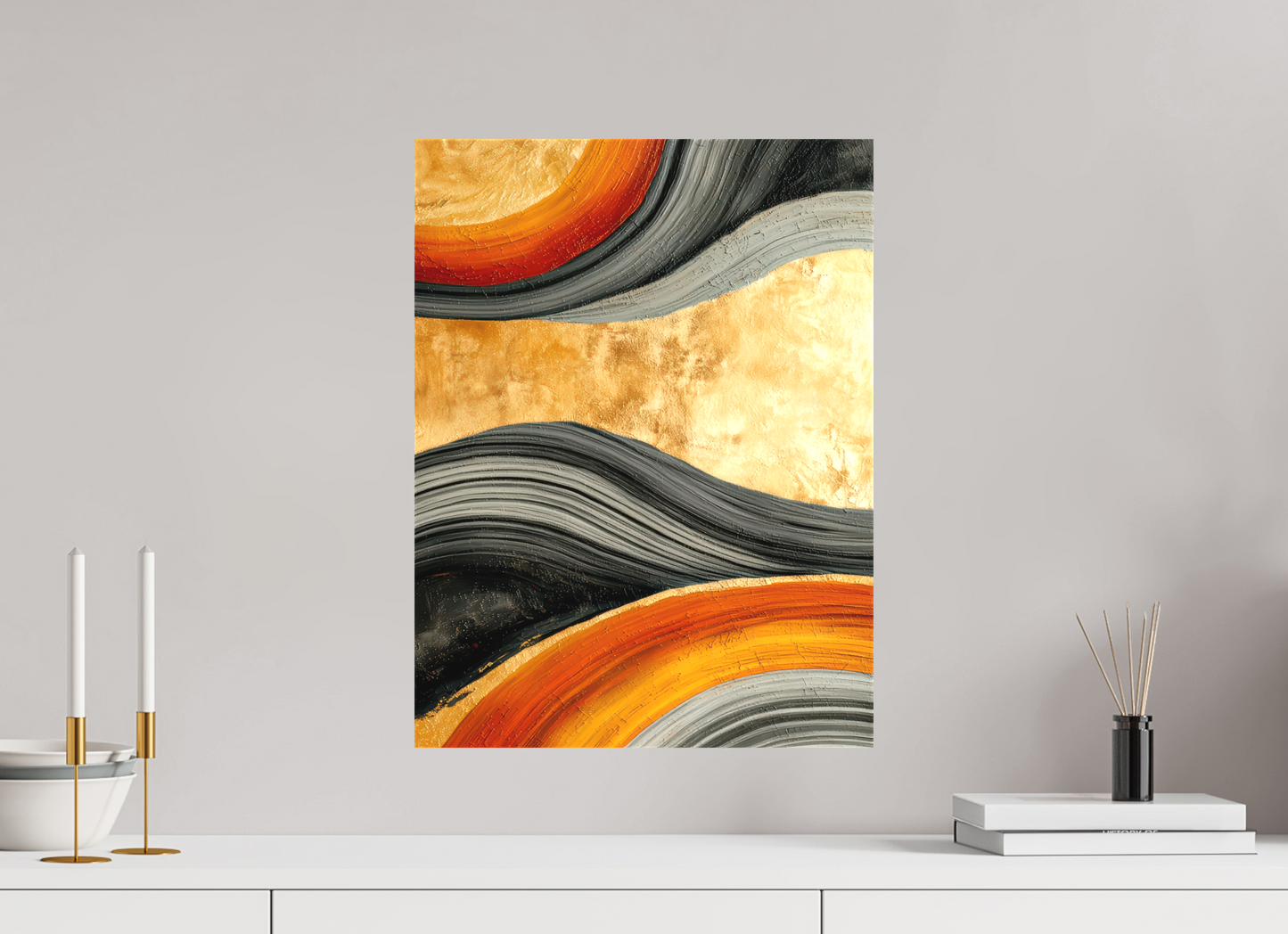 15 x 20″, Textile on Canvas Abstract Gold Geode 3