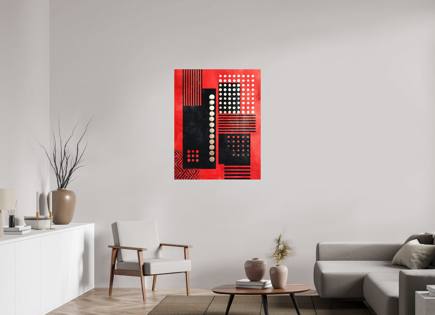 32 x 41″, Textile on Canvas Abstract Barcode