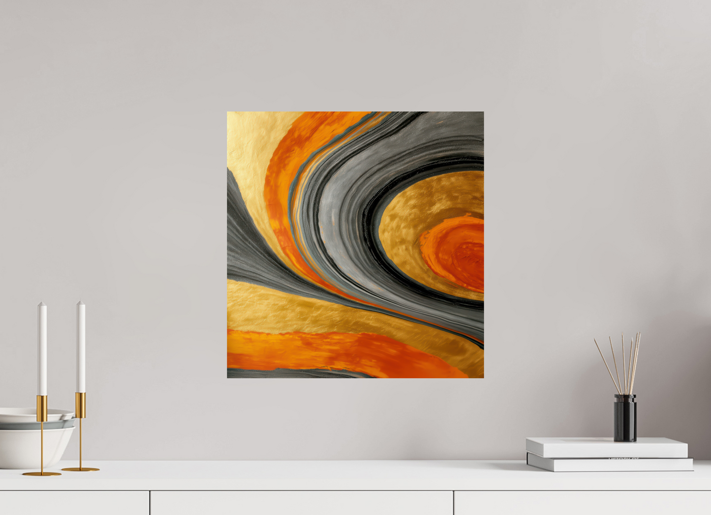 16 x 16.6″, Fine Art Print On Aluminum Dibond Abstract Gold Geode 2