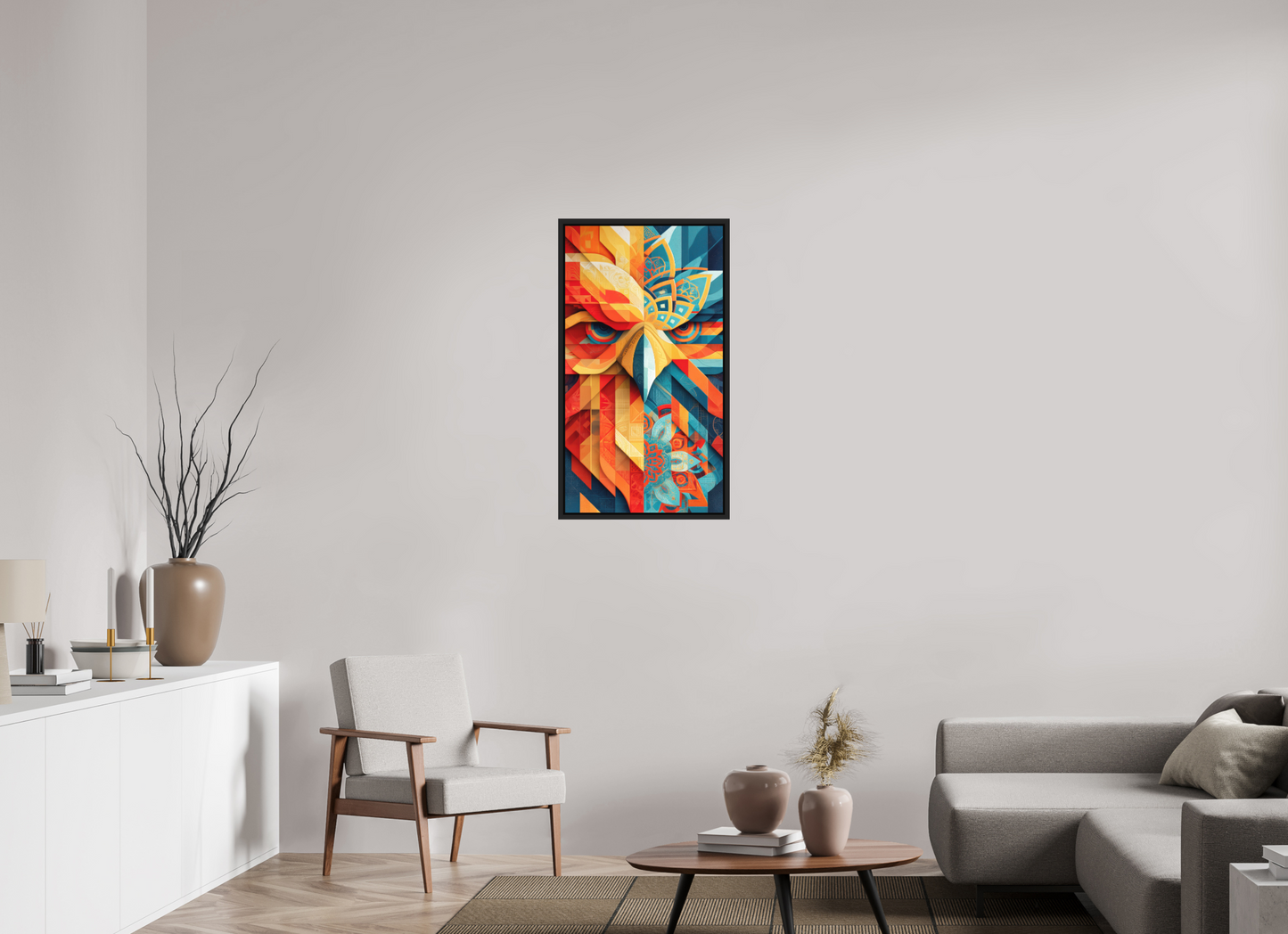 20 x 36.4″, Photo Print on Aluminum Backing with boarder Abstract Warm & Cold Eagle
