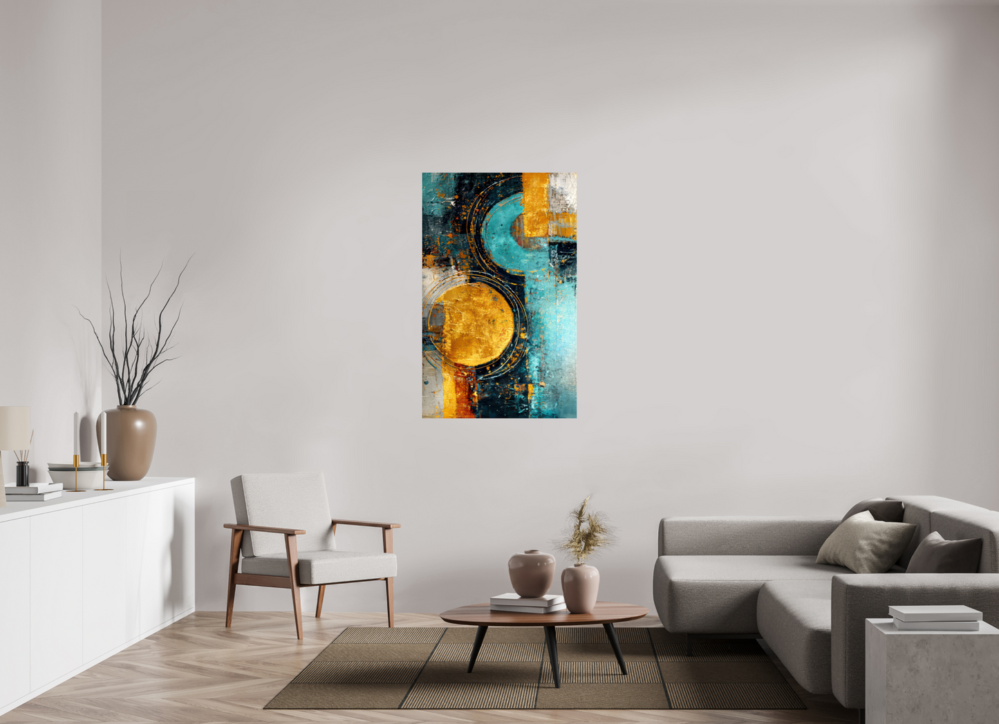 32 x 50.9″, Fine Art Print On Aluminum Dibond Abstract Gold Paint 2