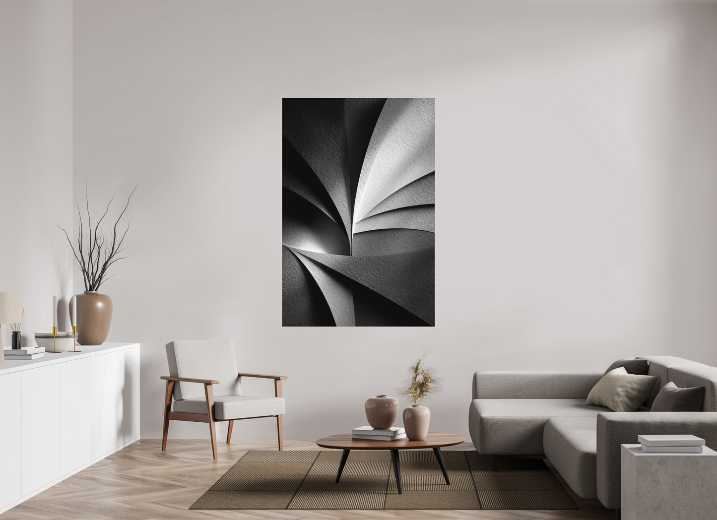 44 x 66″, Photo Print on Aluminum Backing Abstract B&W 1