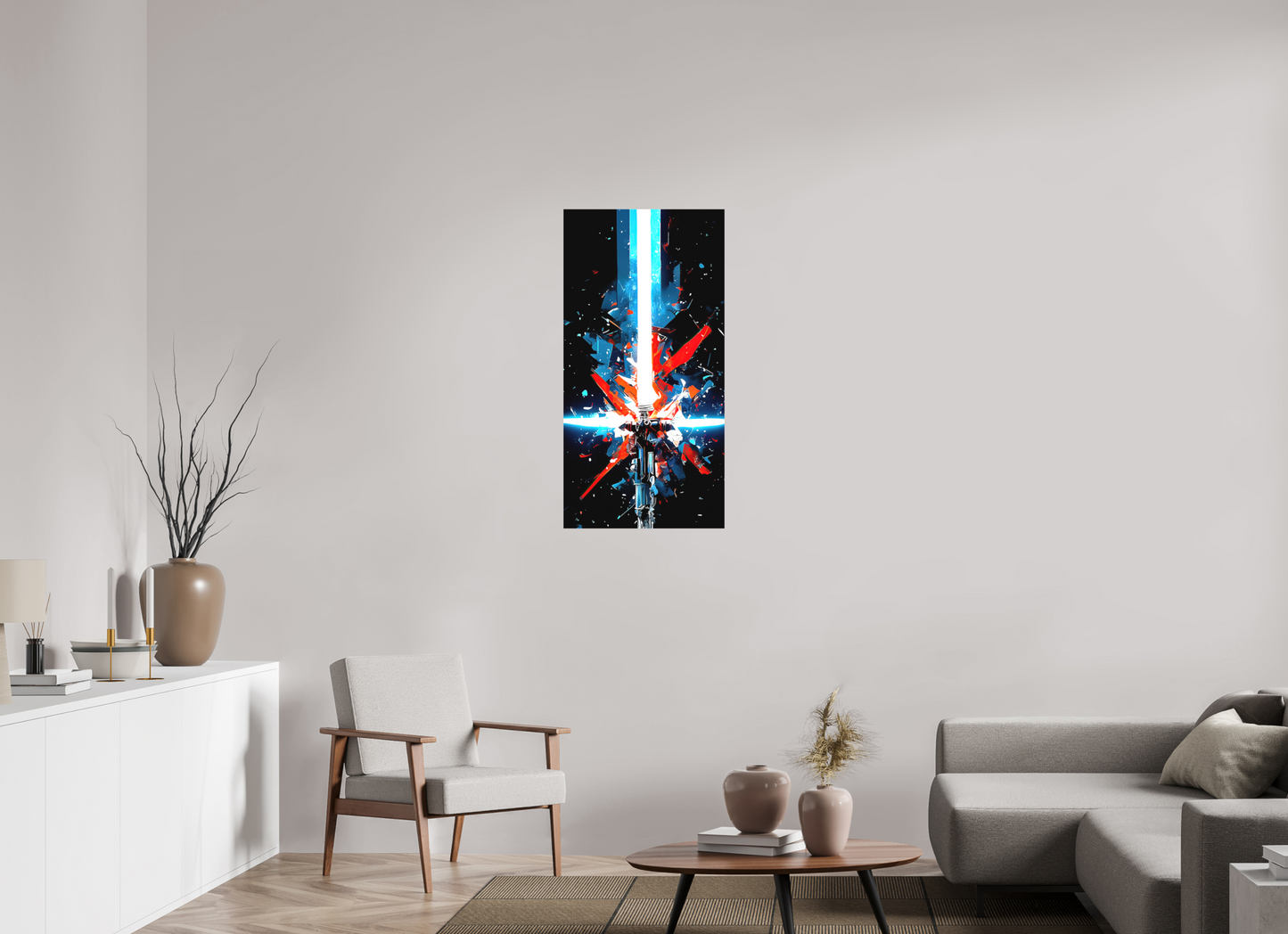 20 x 40″, Textile on Canvas Freedom Lightsaber