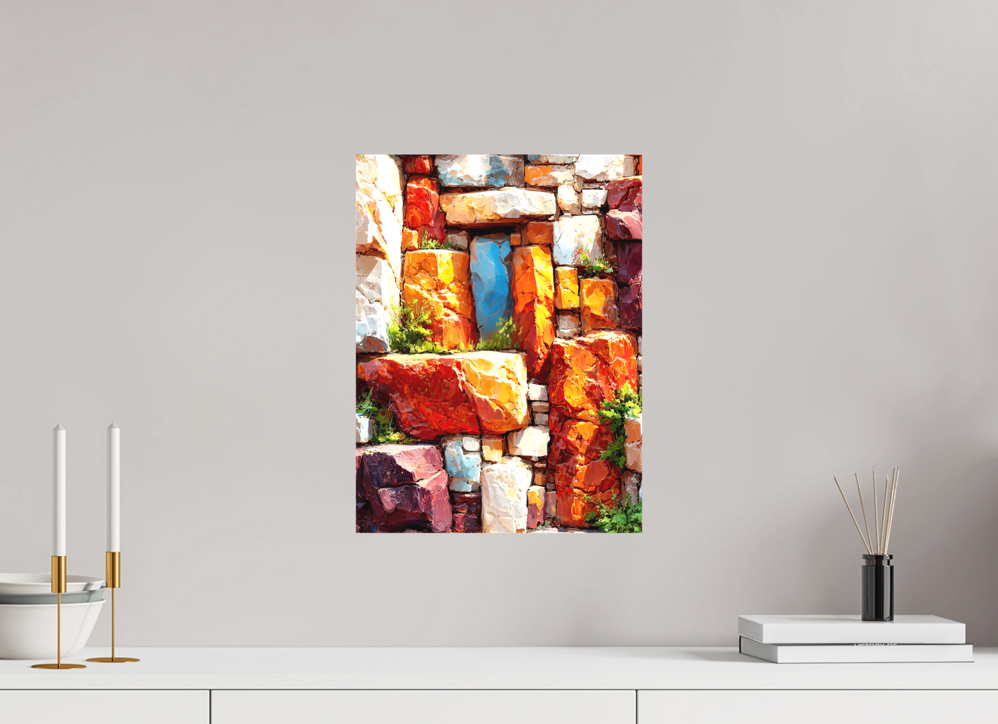 12 x 16″, Textile on Canvas Desert Rocks