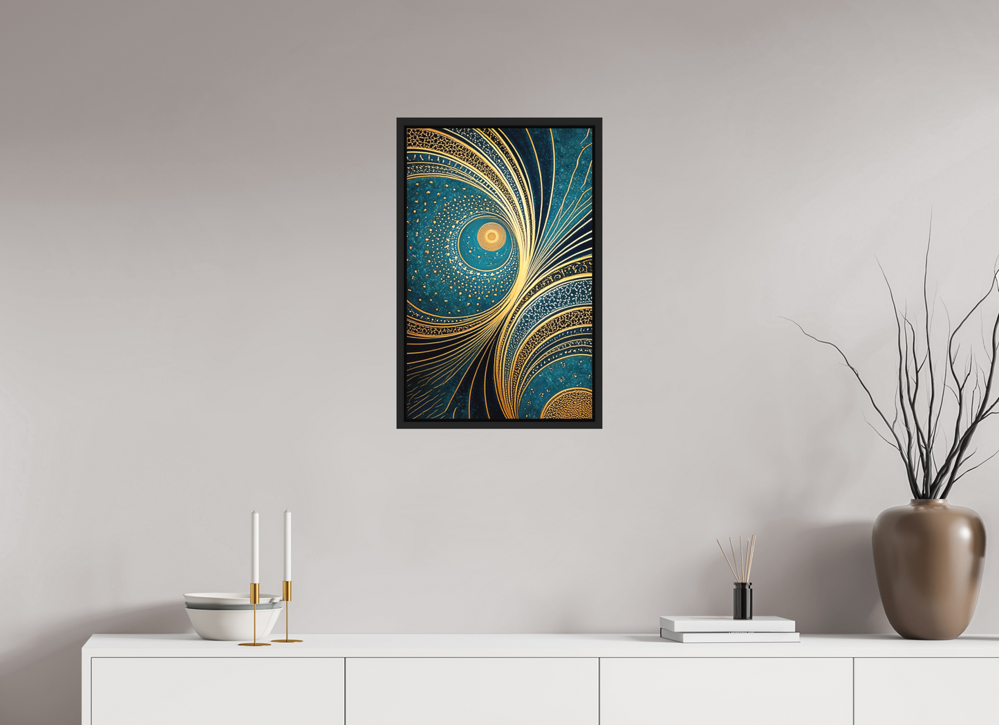 16 x 25″, Photo Print on Aluminum Backing with boarder Art Deco Teal 3