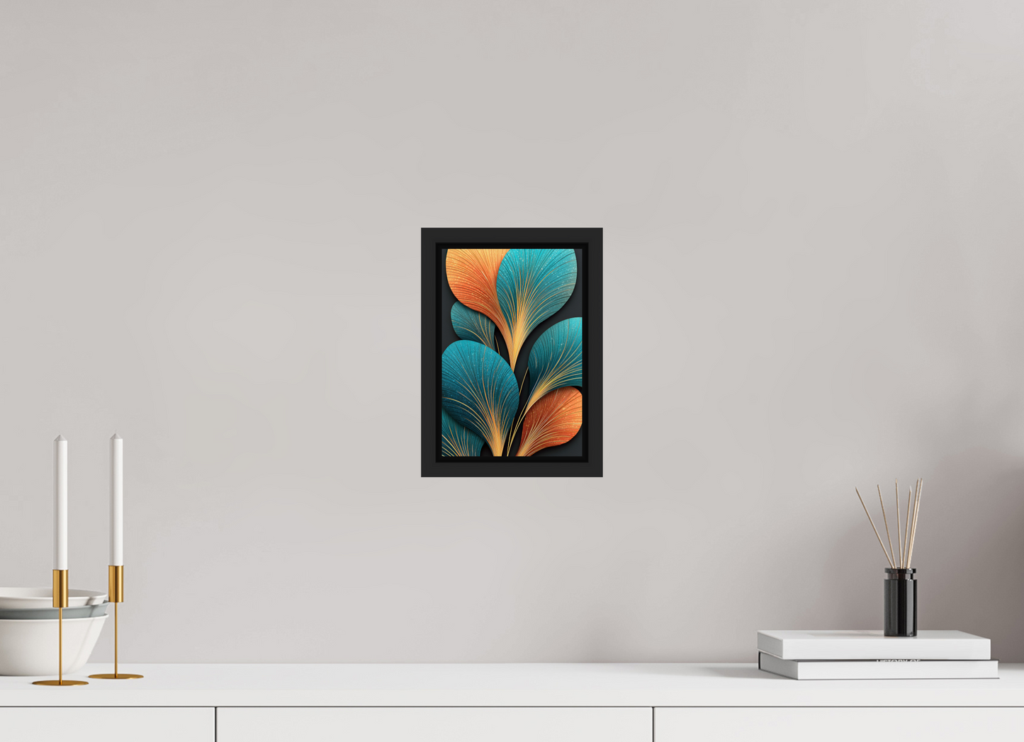 6 x 8.9″, Fine Art Print on Aluminum Dibond with Boarder Art Deco Flowers