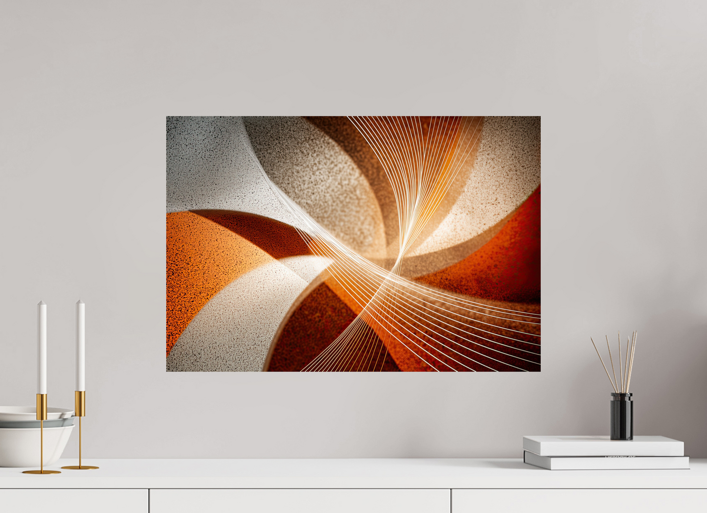 23.4 x 16″, Fine Art Print On Aluminum Dibond Orange & White Swirl