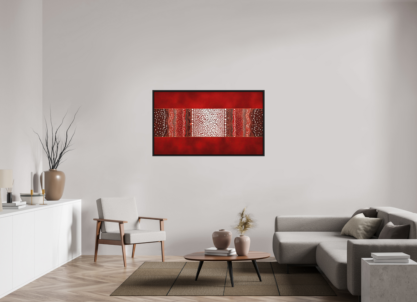 53.7 x 31″, Photo Print on Aluminum Backing with boarder Red Layers 1