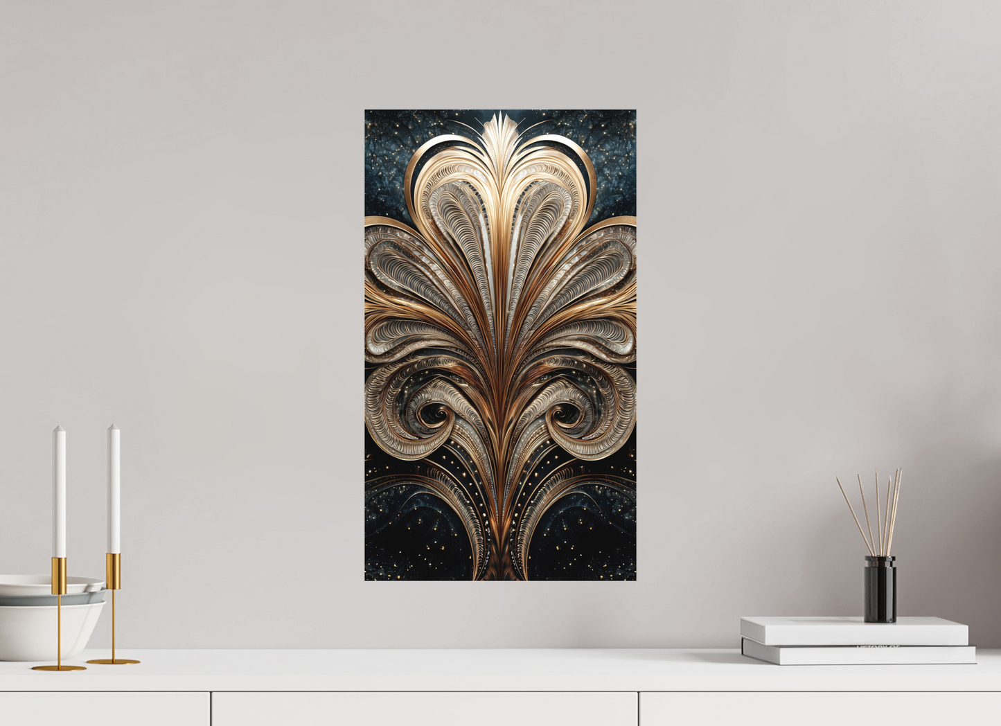 12 x 20.8″, Photo Print on Aluminum Backing Art Deco Abstract Flower 2