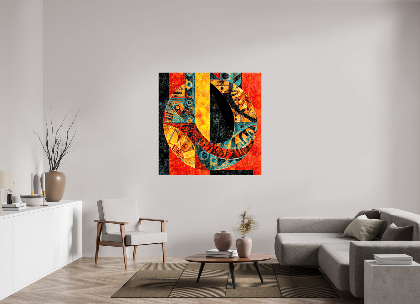 50 x 50″, Glossy Canvas Tribal Circle 1