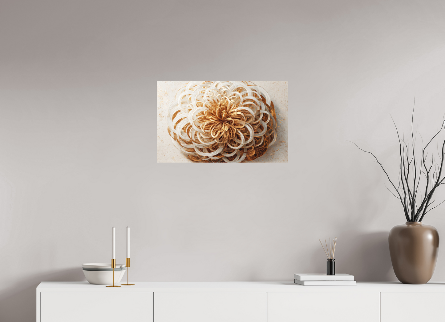 25.6 x 16″, Photo Print on Aluminum Backing Abstract Gold Flower