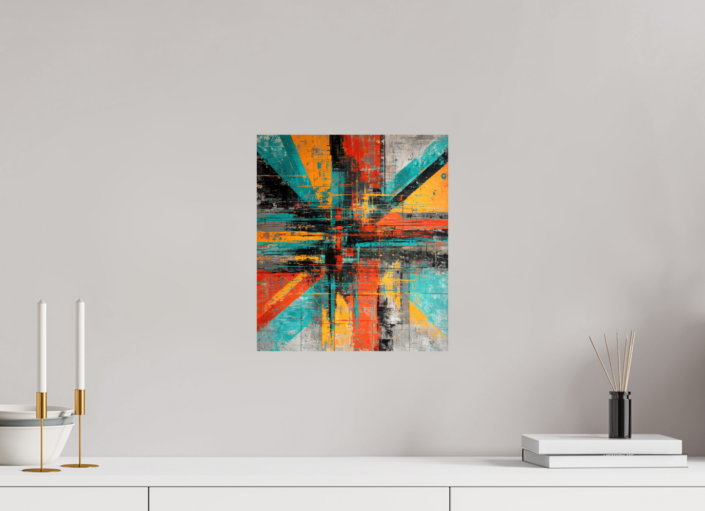 12 x 13.6″, Fine Art Print On Aluminum Dibond Abstract Paint Lines