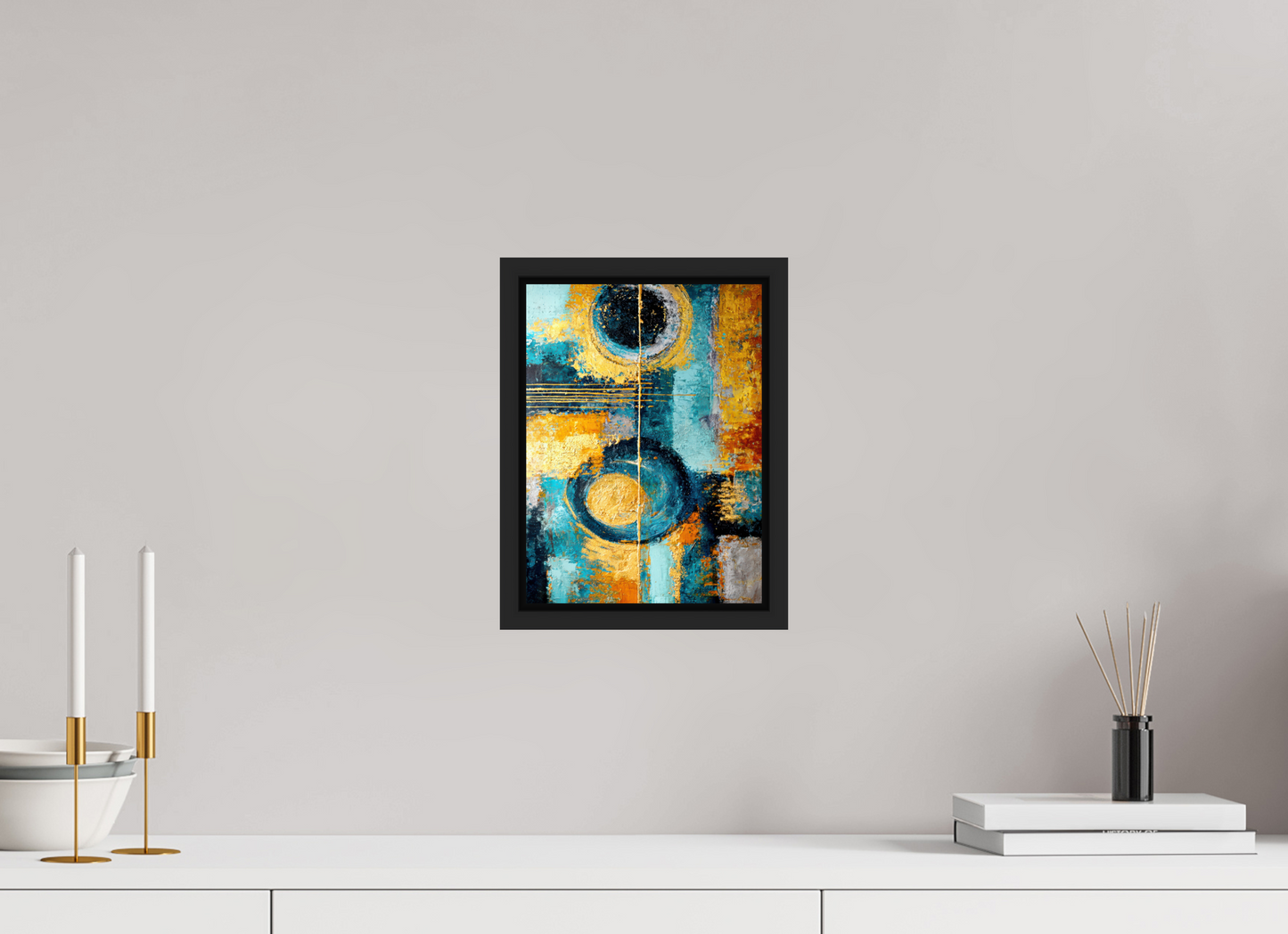 8 x 10.8″, Fine Art Print on Aluminum Dibond with Boarder Abstract Gold Paint