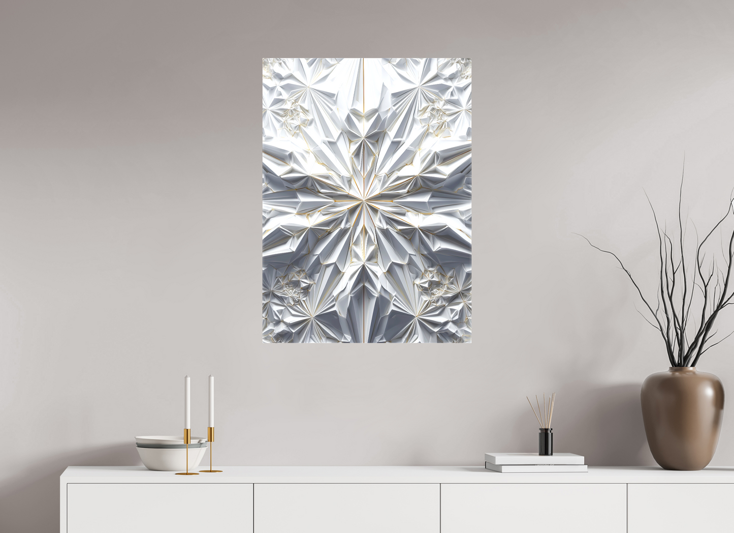 24 x 32.8″, Textile on Canvas Snowflake