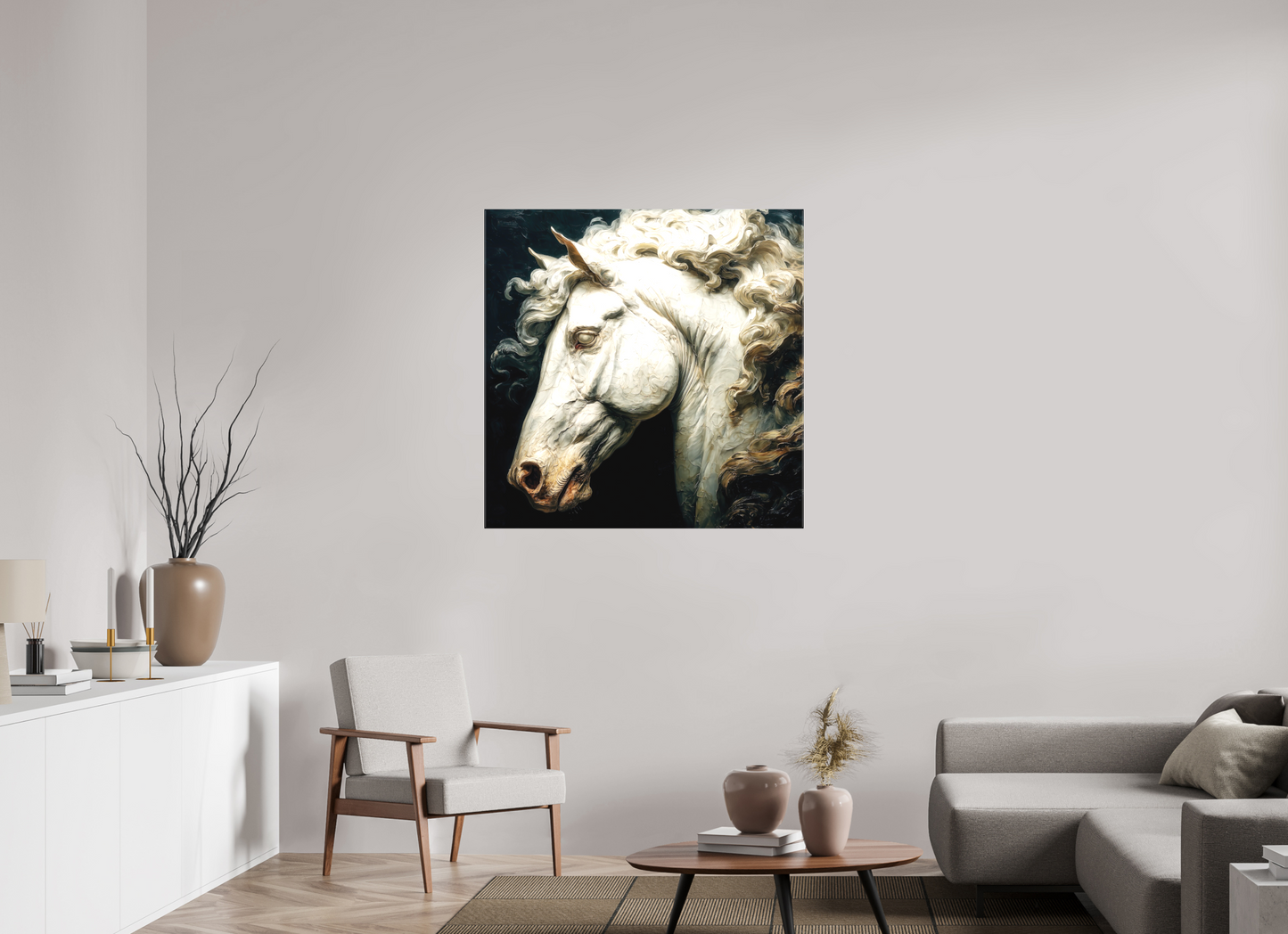 40 x 40″, Textile on Canvas Pale Horse
