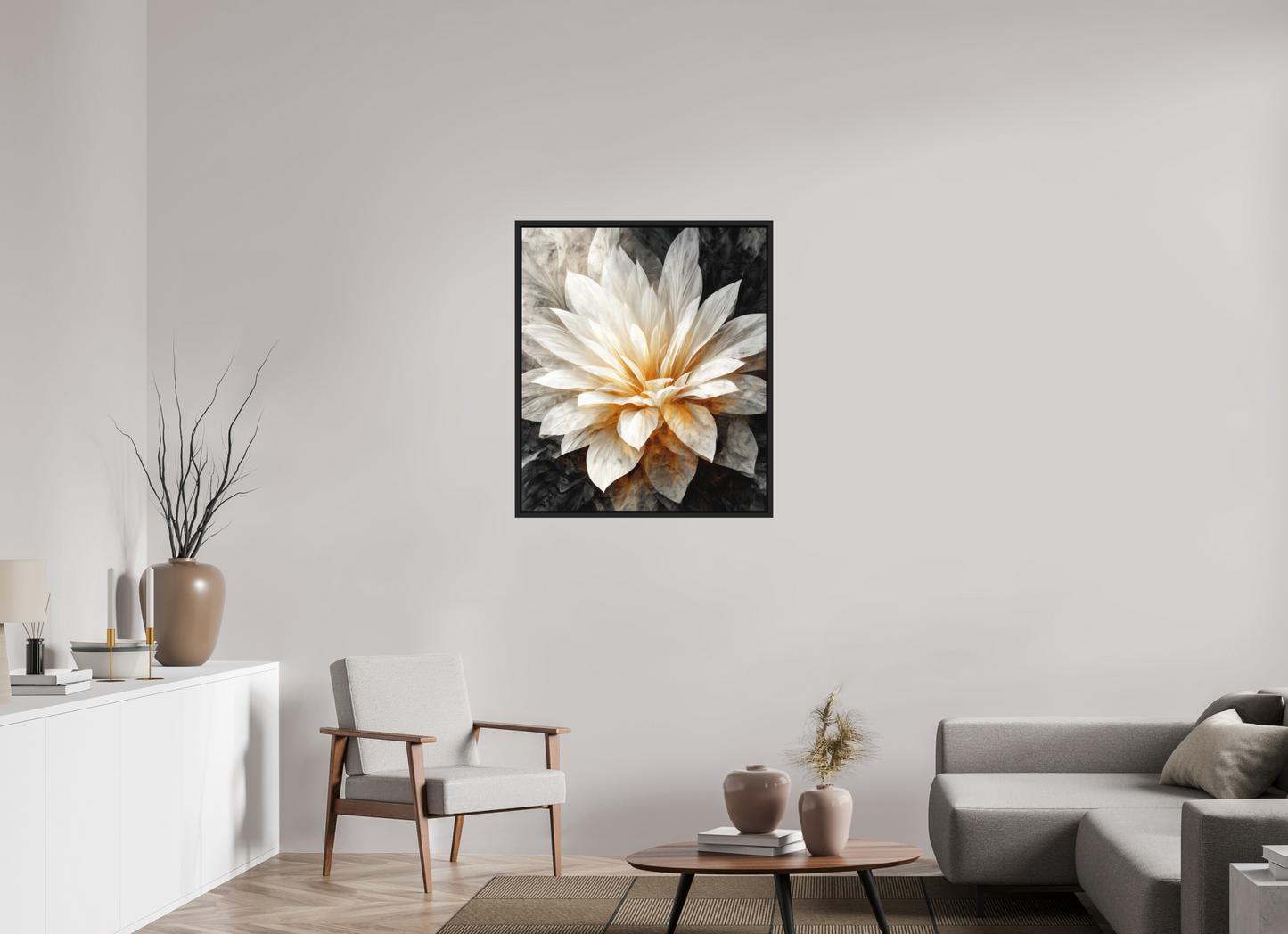 31 x 35.9″, Photo Print on Aluminum Backing with boarder White & Gold Flower 2