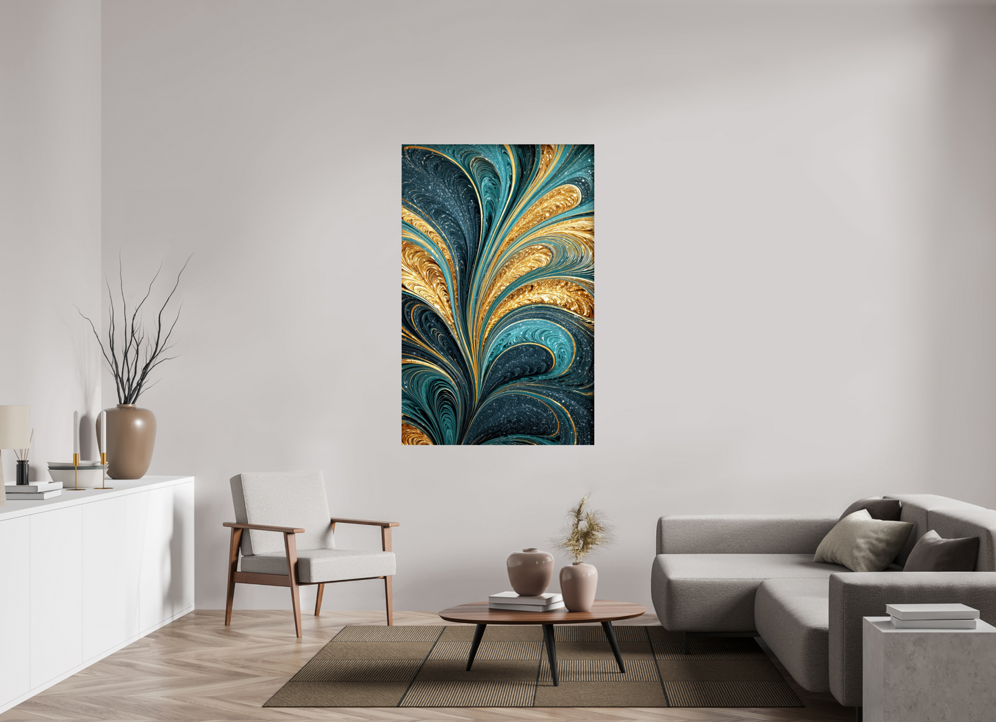40 x 62.5″, Fine Art Print On Aluminum Dibond Art Deco Swirl