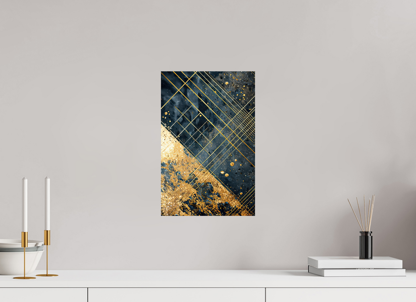 10 x 15.4″, Fine Art Print On Aluminum Dibond Art Deco Gold Lines