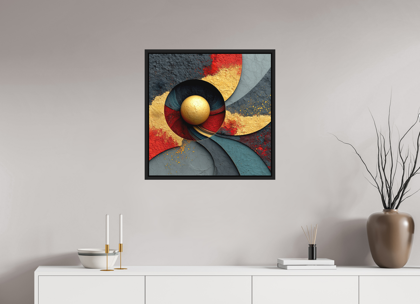 25 x 25″, Photo Print on Aluminum Backing with boarder Gold Ball