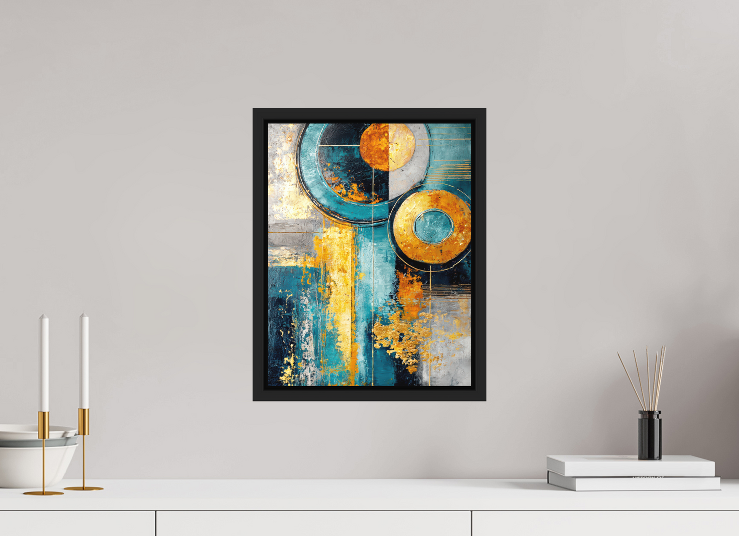 12 x 15.5″, Photo Print on Aluminum Backing with boarder Abstract Gold Paint 3