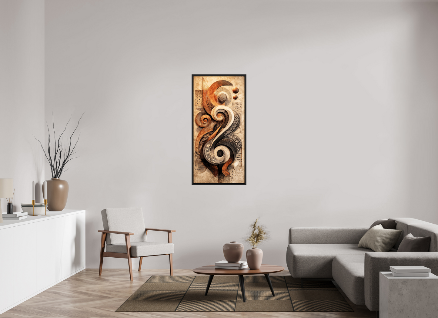 24 x 50.2″, Fine Art Print on Aluminum Dibond with Boarder Abstract Shapes 2