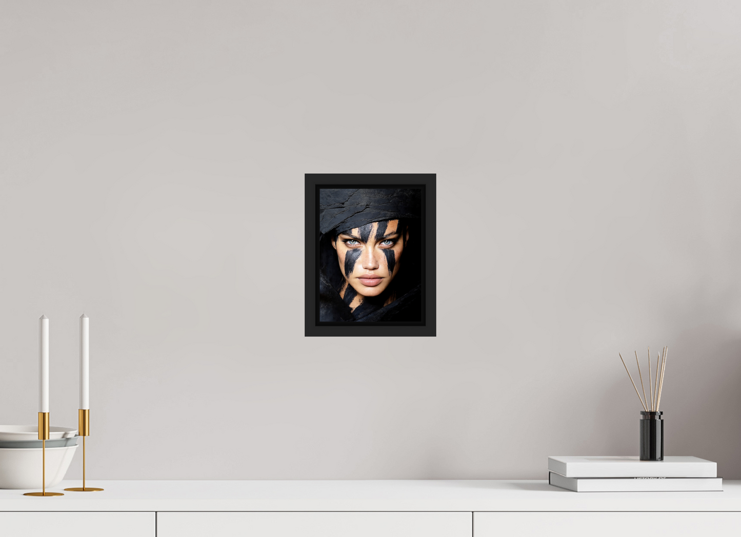 6 x 7.8″, Fine Art Print on Aluminum Dibond with Boarder Charcoal Woman