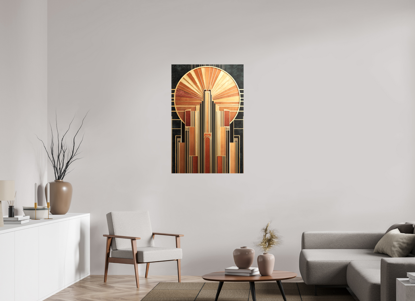 28 x 42.4″, Glossy Canvas Art Deco City 2