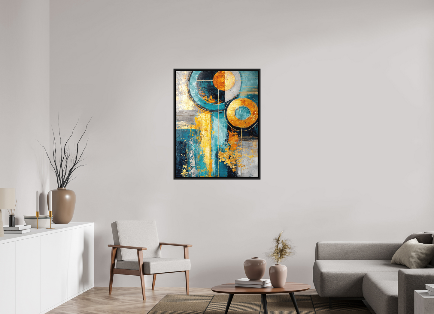31 x 40.1″, Photo Print on Aluminum Backing with boarder Abstract Gold Paint 3
