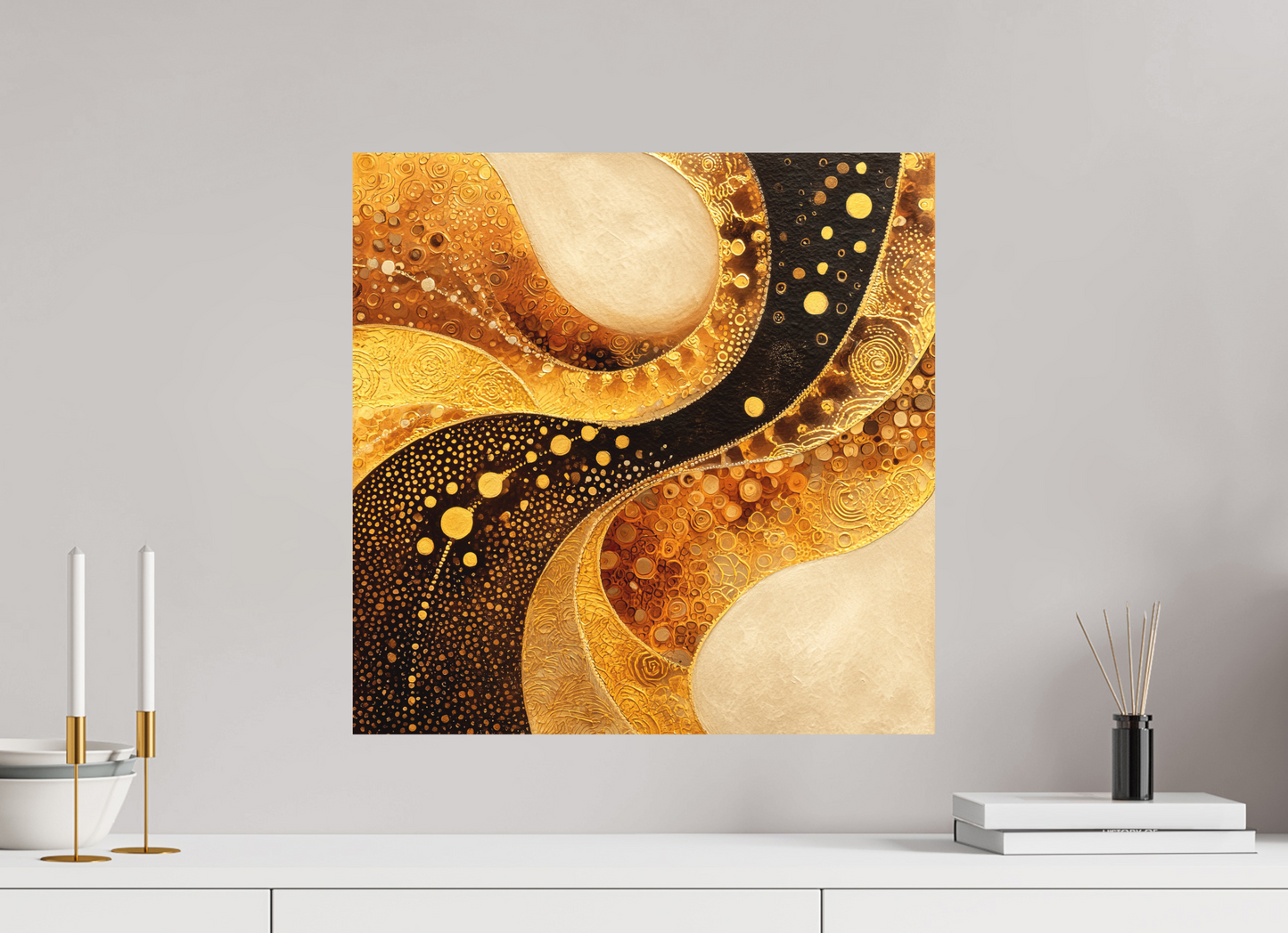 20 x 20″, Photo Print on Aluminum Backing Gold Texture Swirl