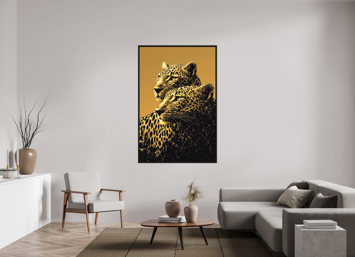 43 x 65.1″, Photo Print on Aluminum Backing with boarder Desert Cheetahs