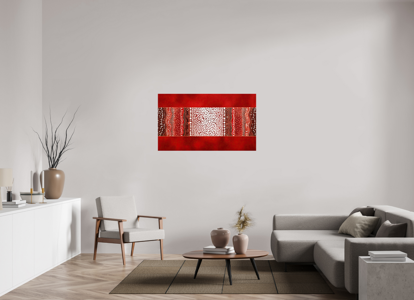 48.5 x 28″, Glossy Canvas Red Layers 1