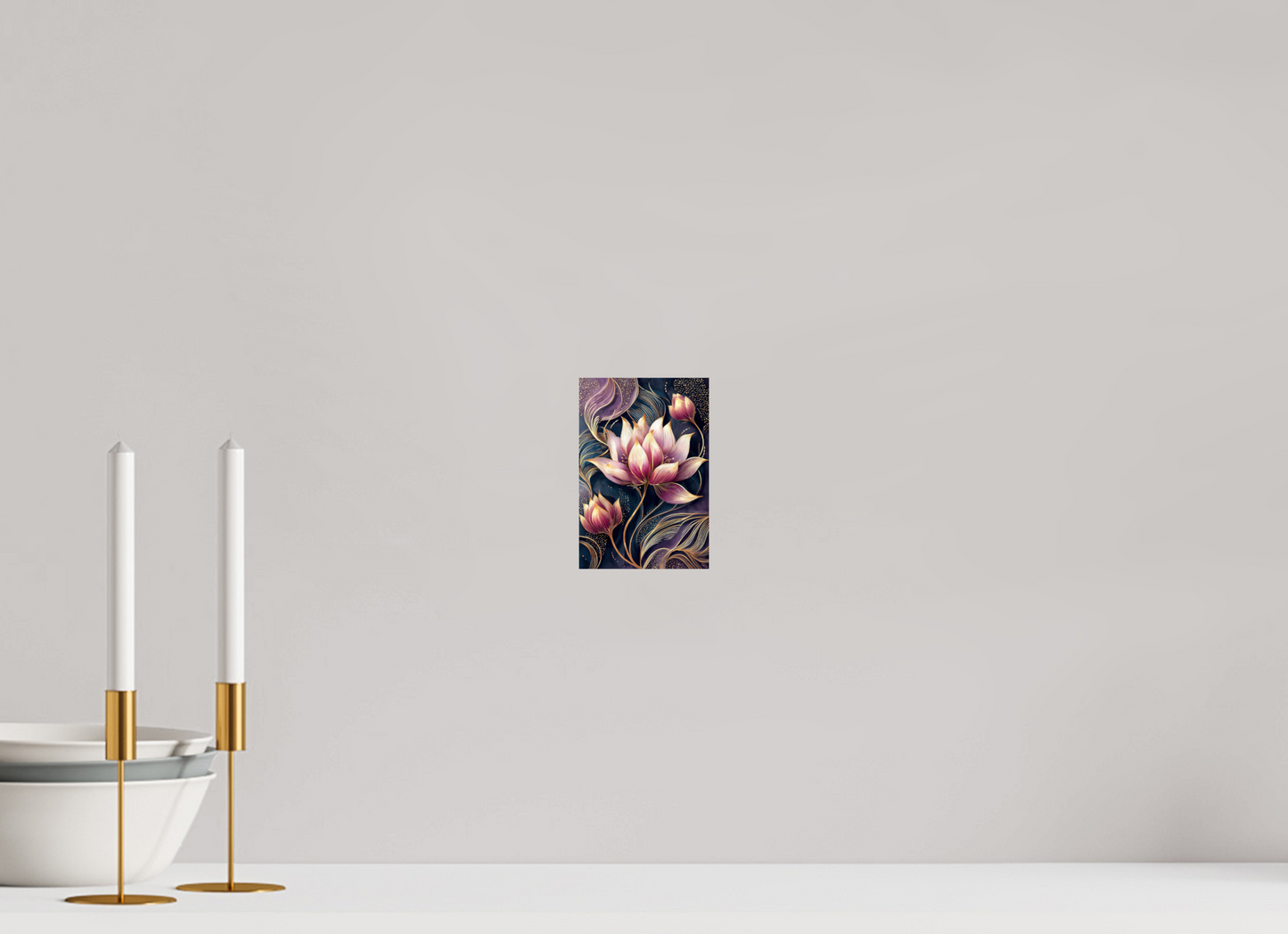 4 x 5.9″, Fine Art Print On Aluminum Dibond Art Deco Purple Lotus